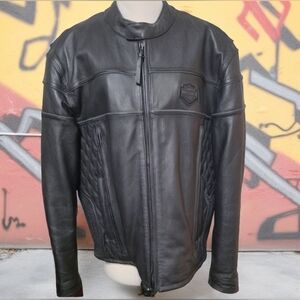 Harley-Davidson Competition II Black Leather Riding Jacket W Armour Pads XL
